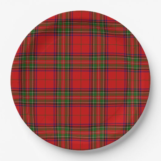 Assiettes En Carton Stewart / Stuart tartan rouge vert plaid (Devant)