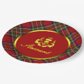 Assiettes En Carton Stewart Tartan & Couronne de Chardon Couronnée d'O (Angle)