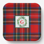 Assiettes En Carton Stewart Xmas Plaid MONOGRAM Wreath SQ peint à la m (Recto)