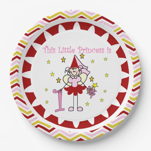 Assiettes En Carton Stick Figure Princess 1er Anniversaire Plaques de (Devant)