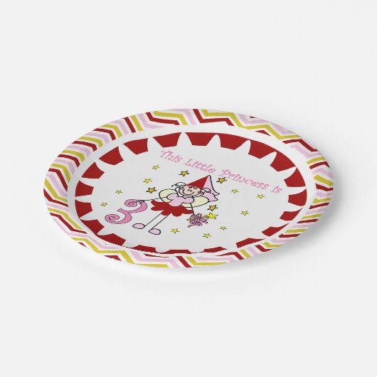 Assiettes En Carton Stick Figure Princess 3e Plaques papier d'annivers (Angle)