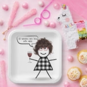 Assiettes En Carton Stick Party Girl with Wine Cote (Fête)