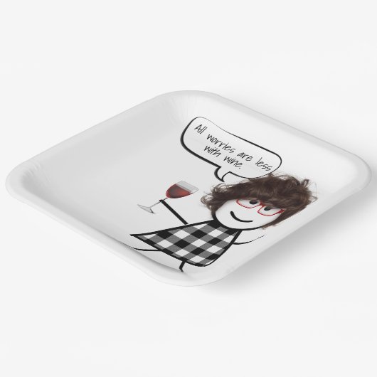 Assiettes En Carton Stick Party Girl with Wine Cote (Angulaire)