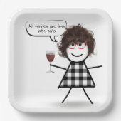 Assiettes En Carton Stick Party Girl with Wine Cote (Recto)
