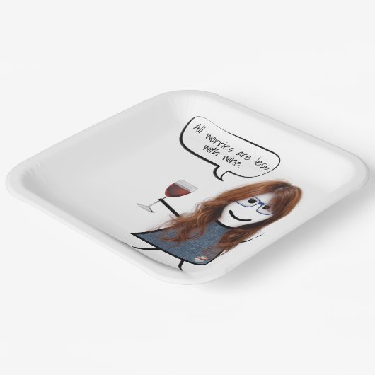 Assiettes En Carton Stick Party Girl with Wine Quote Plaques en papier (Angulaire)