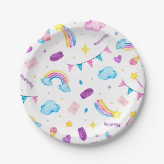 Assiettes En Carton Sticker arc-en-ciel - Croire en la magie