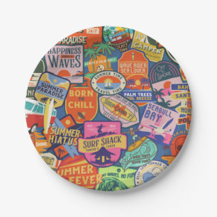 Assiettes En Carton Stickers de surf