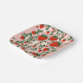 Assiettes En Carton Stickers Fraise Rose & Rouge Vins Floraux (Angulaire)