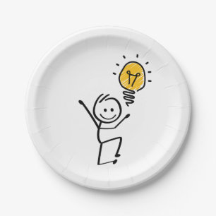 Assiettes En Carton Stickman. Lamp idée, brillant, brainstorm session