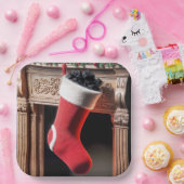 Assiettes En Carton Stocker De Noël Rempli De Charbon (Fête)