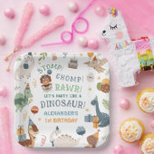 Assiettes En Carton Stomp Chomp Rawr Dinosaur Boy 1st Birthday (Fête)