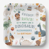 Assiettes En Carton Stomp Chomp Rawr Dinosaur Boy 1st Birthday (Recto)