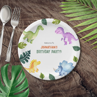 Assiettes En Carton Stomp Chomp Roar Dinosaur fête d'anniversaire