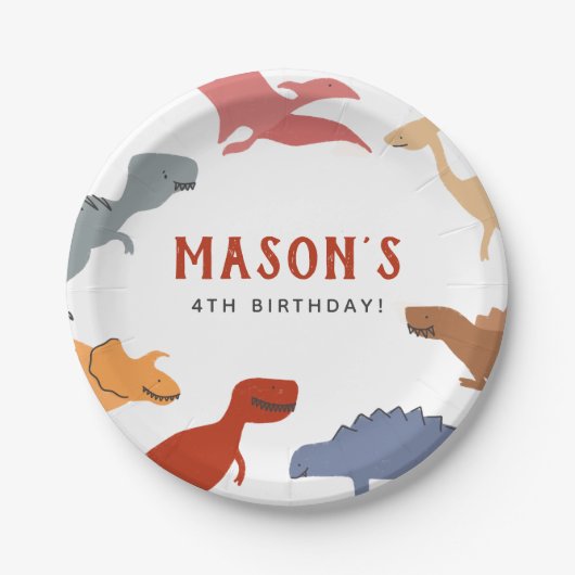 Assiettes En Carton Stompe, Chompe & Roar ! Dinosaures fête d'annivers (Devant)