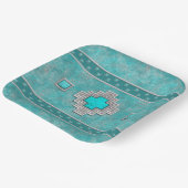 Assiettes En Carton Stone Turquoise du sud-ouest Conception géométriqu (Angulaire)