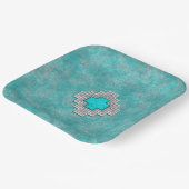 Assiettes En Carton Stone Turquoise du sud-ouest Conception géométriqu (Angulaire)
