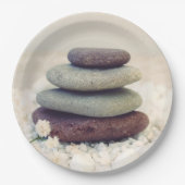 Assiettes En Carton Stones empilées Méditative Cairn (Devant)
