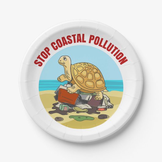 Assiettes En Carton Stop Coastal Pollution Sea Turtle De l'environneme (Devant)