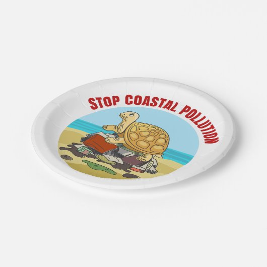 Assiettes En Carton Stop Coastal Pollution Sea Turtle De l'environneme (Angle)
