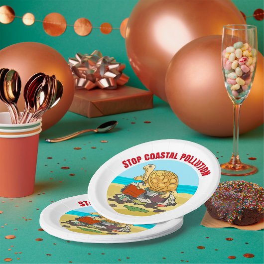 Assiettes En Carton Stop Coastal Pollution Sea Turtle De l'environneme