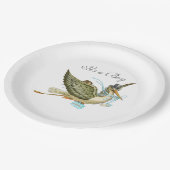 Assiettes En Carton STORK BÉBÉ GARÇON DOUCHE Blanc (Angle)