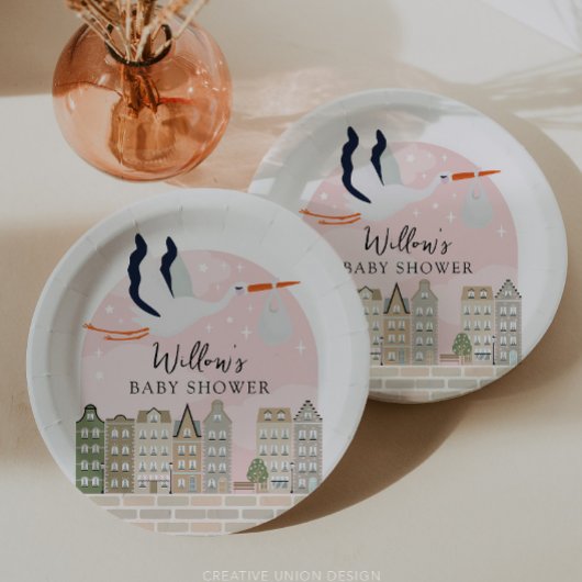 Assiettes En Carton Stork Boho Baby shower Baby Sprinkle Décor