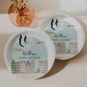 Assiettes En Carton Stork Boho Baby shower Baby Sprinkle Décor