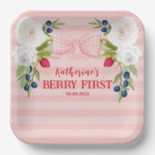 Assiettes En Carton Strawberry 1st Berry First strawberry Birthday (Recto)