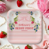 Assiettes En Carton Strawberry 1st Berry First strawberry Birthday