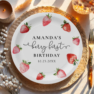 Assiettes En Carton Strawberry 1st Birthday Berry Sweet One 