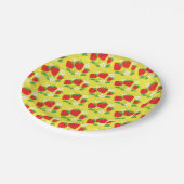 Assiettes En Carton Strawberry and Flowers Pattern Yellow (Angle)