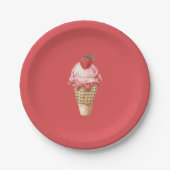 Assiettes En Carton Strawberry Ice Cream Cone Birthday (Devant)