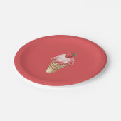 Assiettes En Carton Strawberry Ice Cream Cone Birthday (Angle)