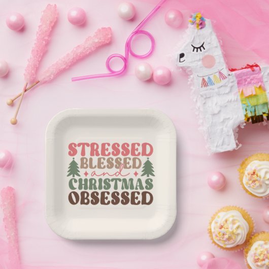 Assiettes En Carton Stressé, béni et observé à Noël (Fête)