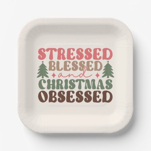 Assiettes En Carton Stressé, béni et observé à Noël (Recto)