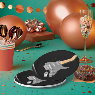 Assiettes En Carton Striking Black Electric Guitare instrument de musi