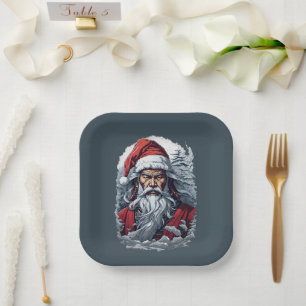 Assiettes En Carton Striking Samurai Santa Claus