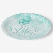 Assiettes En Carton String Lights & Balloons Sweet 16 ID Turquoise473 (Angle)