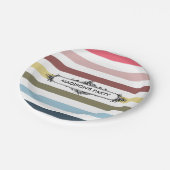Assiettes En Carton Stripes Arc-En-Ciel Chic Moderne Avec Nom De Fête (Angle)
