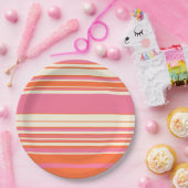 Assiettes En Carton Stripes complexes - rose, orange et crème (Fête)