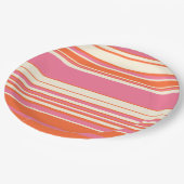 Assiettes En Carton Stripes complexes - rose, orange et crème (Angle)