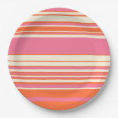 Assiettes En Carton Stripes complexes - rose, orange et crème (Devant)
