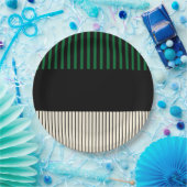 Assiettes En Carton Stripes couleur - Vert, Crème et Noir (Fête)