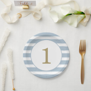 Assiettes En Carton Stripes d'âge personnalisées Bébé Garçon Anniversa