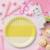 Assiettes En Carton Stripes de pop couleur - Citron jaune et blanc (Fête)