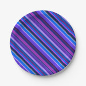 Assiettes En Carton stripes en bleu et purple (Devant)