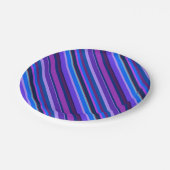 Assiettes En Carton stripes en bleu et purple (Angle)