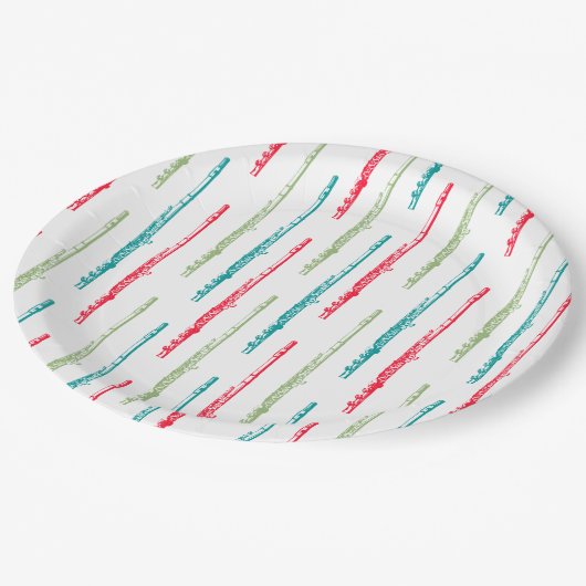 Assiettes En Carton Stripes Flute Multi Couleur Musique Thème (Angle)