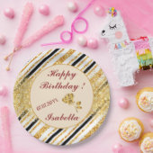 Assiettes En Carton Stripes Gold Parties scintillant Black Boho Popula (Fête)