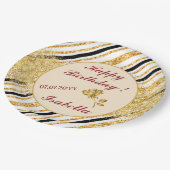 Assiettes En Carton Stripes Gold Parties scintillant Black Boho Popula (Angle)